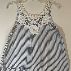 Gently worn Japna white v-neck striped blouse size large